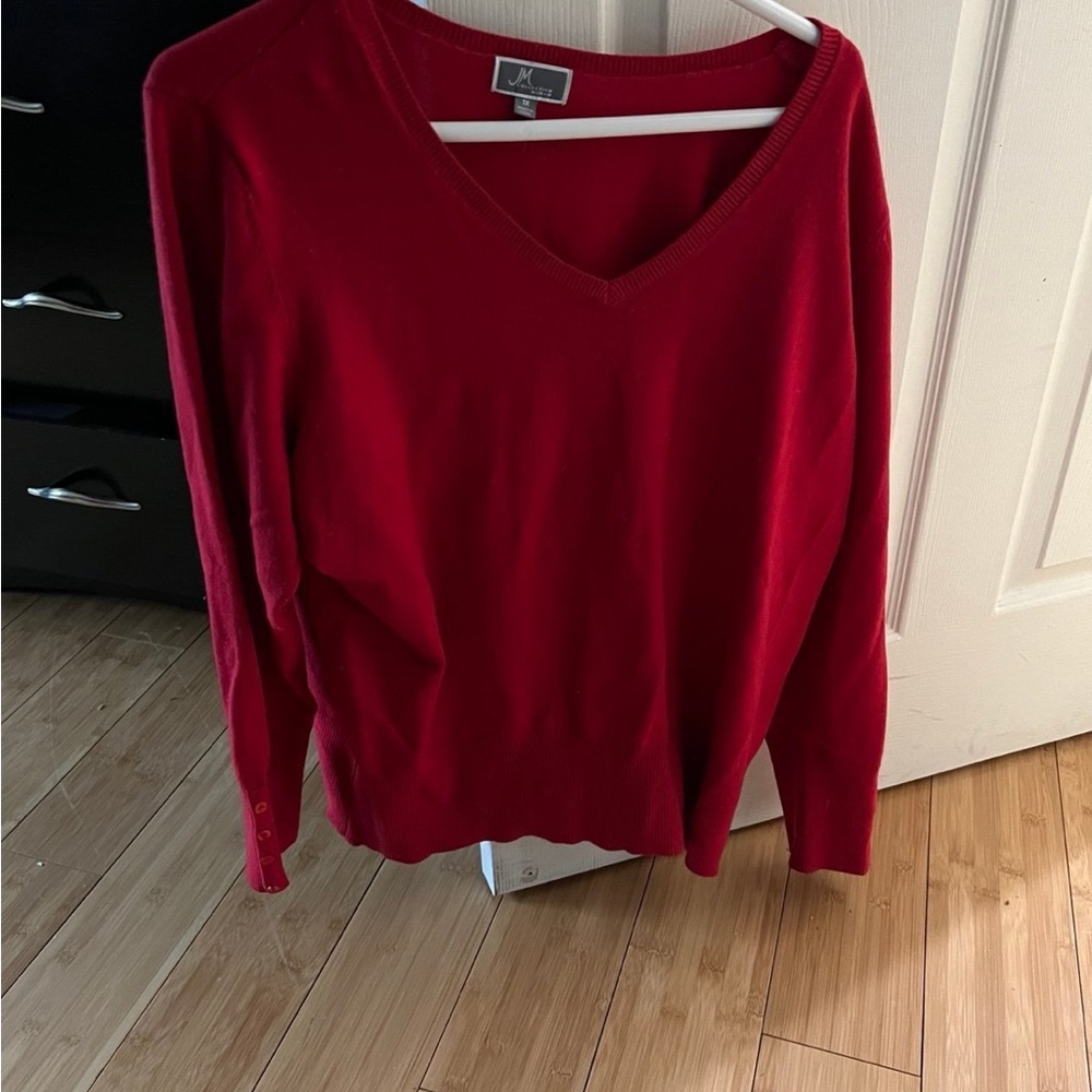 Luxurious Red V-Neck Sweater